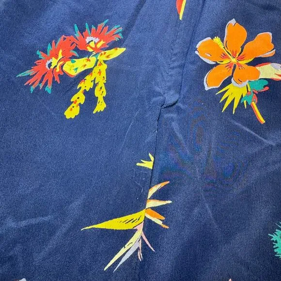 Madewell Atrium Silk Skirt Bird of Paradise Floral Navy Women's 10 Resort Euro - Picture 10 of 16